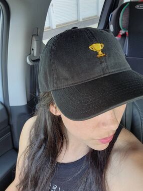 Dtto black adult unisex cotton trophy embroidered baseball cap hat